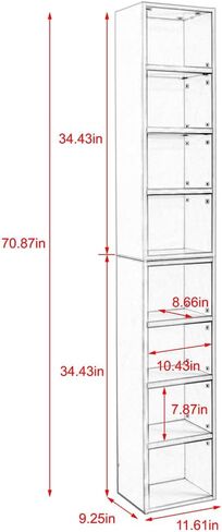 8-Tier CD Storage Cabinet, Slim DVD Shelf Narrow Bookshelf, Disassembled CD DVD Media Tower Rack with Adjustable Shelves for Home Office 11.6l'' x 9.25w'' x 70.8h'' Gray in Saudi Arabia