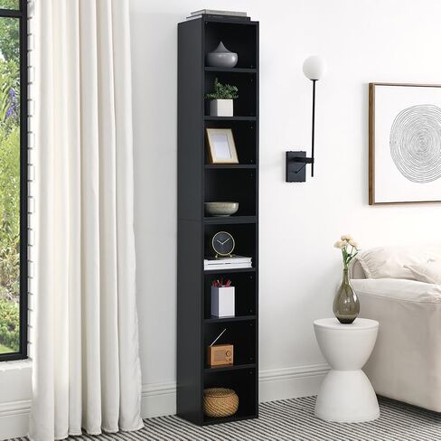 8-Tier CD Storage Cabinet, Slim DVD Shelf Narrow Bookshelf, Disassembled CD DVD Media Tower Rack with Adjustable Shelves for Home Office 11.6l'' x 9.25w'' x 70.8h'' Gray in Saudi Arabia