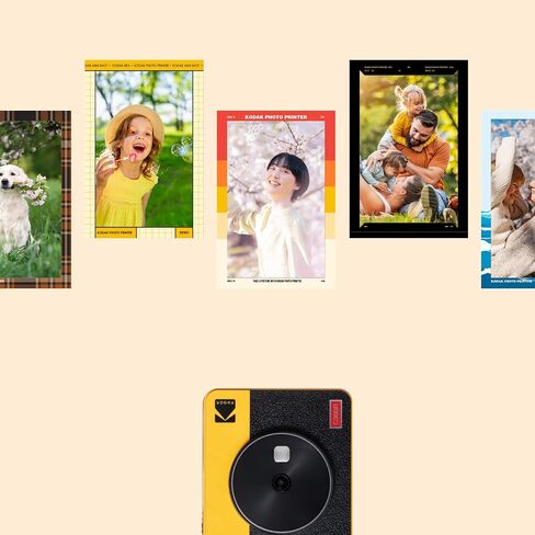 KODAK Mini Shot 3 Retro 4PASS 2-in-1 Instant Digital Camera and Photo Printer (3x3 inches) Initial 8 Sheets + 60 Sheets Cartridge Bundle, Yellow (NOT Zink) in Saudi Arabia