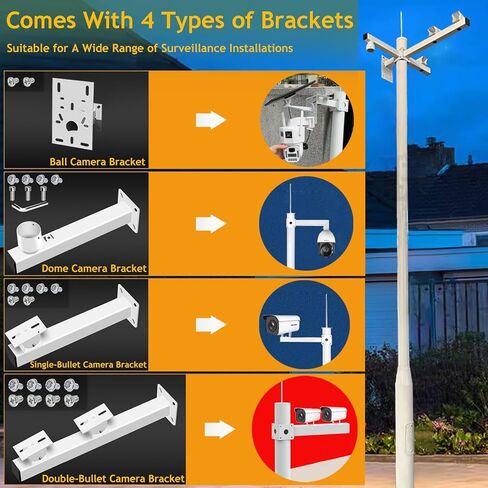 عمود المراقبة للقبة ، PTZ ، والكاميرات متعددة المستشعرات مع 4 قوسين وقفص حديد التسليح لتعزيز التثبيت الأمني ​​(500 سم (3 أقسام) ح) in Kuwait