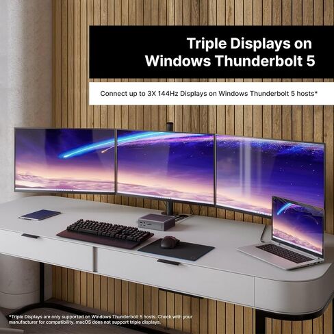 CalDigit TS5 PLUS - Thunderbolt 5 Dock - 20 Port, 10Gb Ethernet, 140W dedicated host Charging, TBT-5 x 3, USB 10Gb/s x10, Dual USB Controllers, Up to Two 8K 60Hz Displays, 1.0m Braided Cable, 330W PSU in Saudi Arabia
