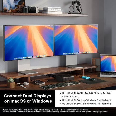 CalDigit TS5 PLUS - Thunderbolt 5 Dock - 20 Port, 10Gb Ethernet, 140W dedicated host Charging, TBT-5 x 3, USB 10Gb/s x10, Dual USB Controllers, Up to Two 8K 60Hz Displays, 1.0m Braided Cable, 330W PSU in Saudi Arabia