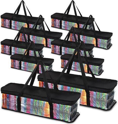 Woanger 10 قطع أكياس تخزين الأقراص المضغوطة الشفافة PVC DVD Casse Storage Storage حامل CDD مقاوم للماء مع مقابض ومنظمات الوسائط الصافية السوستة للألبومات ألعاب الفيديو (الأزرق) in Saudi Arabia