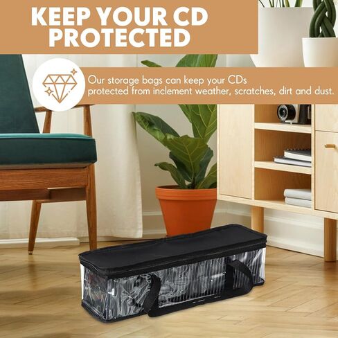 Woanger 10 قطع أكياس تخزين الأقراص المضغوطة الشفافة PVC DVD Casse Storage Storage حامل CDD مقاوم للماء مع مقابض ومنظمات الوسائط الصافية السوستة للألبومات ألعاب الفيديو (الأزرق) in Saudi Arabia