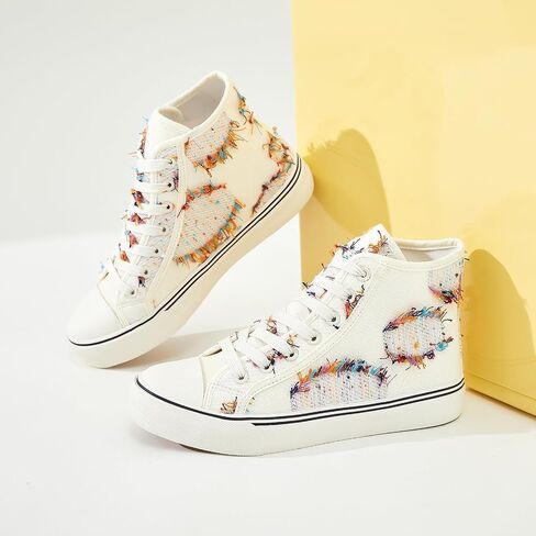 yageyan Womens High Top Canvas Sneakers Lace up Fashion Shoes for Women Casual Classic in Kuwait