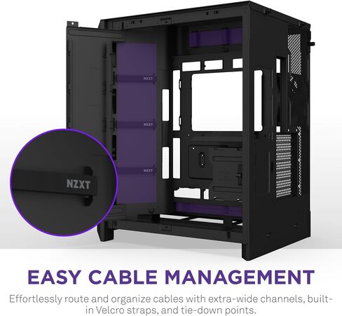 NZXT H9 Flow RGB+ (2025) – Large Dual-Chamber ATX Mid-Tower Airflow PC Case – Includes 7 RGB Fans (6 x 140mm, 1 x 120mm) & Control Hub – 420mm Radiator Support – Back-Connect Ready – Black in Saudi Arabia