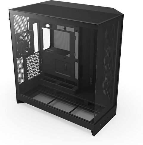 NZXT H9 Flow RGB+ (2025) – Large Dual-Chamber ATX Mid-Tower Airflow PC Case – Includes 7 RGB Fans (6 x 140mm, 1 x 120mm) & Control Hub – 420mm Radiator Support – Back-Connect Ready – Black in Saudi Arabia