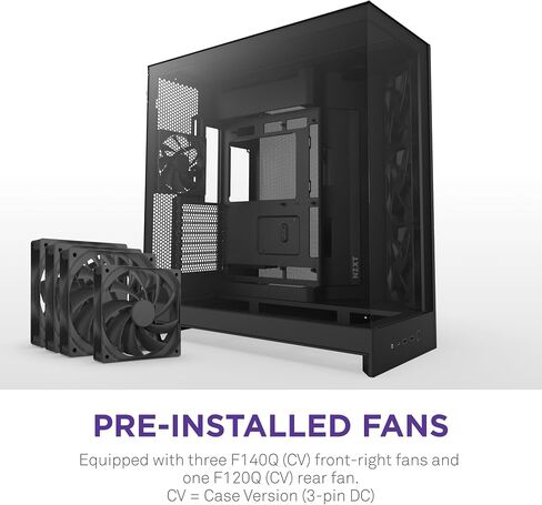 NZXT H9 Flow RGB+ (2025) – Large Dual-Chamber ATX Mid-Tower Airflow PC Case – Includes 7 RGB Fans (6 x 140mm, 1 x 120mm) & Control Hub – 420mm Radiator Support – Back-Connect Ready – Black in Saudi Arabia