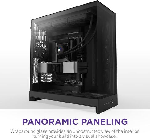 NZXT H9 Flow RGB+ (2025) – Large Dual-Chamber ATX Mid-Tower Airflow PC Case – Includes 7 RGB Fans (6 x 140mm, 1 x 120mm) & Control Hub – 420mm Radiator Support – Back-Connect Ready – Black in Saudi Arabia