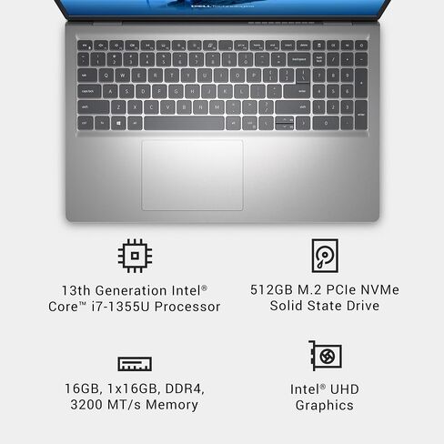 Dell Inspiron 3530 LAPTOP - 15.6 بوصة FHD (1920x1080) ، معالج Intel Core I3-1305U ، 8 جيجا بايت DDR4 RAM ، 512GB SSD ، Intel UHD Graphics ، Windows 11 Home ، خدمة ONSITE - كربون أسود in Kuwait