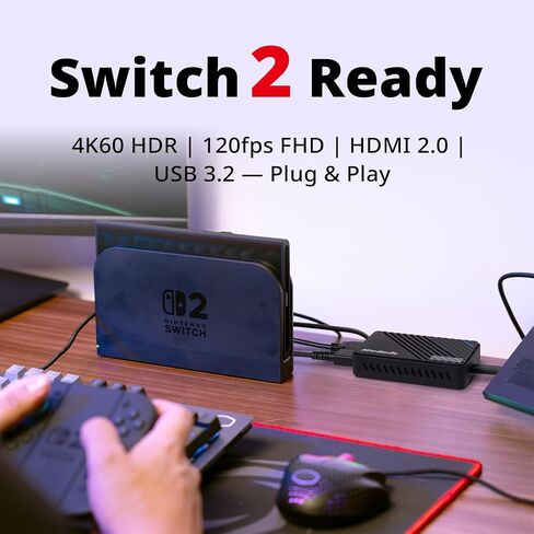 AVerMedia 4K HDMI Capture Card, USB Game Capture Card for Streaming and Recording with True Low Latency on PS5/Pro, Xbox, Switch 2, PC on Twitch, OBS, for Win11, Mac-GC553Pro Live Gamer Ultra S Black in Saudi Arabia