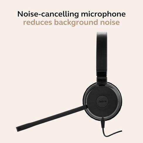 Jabra Evolve 30 II السلكية السلكية ذات الأذن المزدوجة مع MIC للعمل-مقبس 3.5 مم أو اتصال USB-A/USB-C ، سماعة الكمبيوتر مع ميكروفون إلغاء الضوضاء ، يعمل مع منصات الاجتماعات عبر الإنترنت-أسود in Saudi Arabia