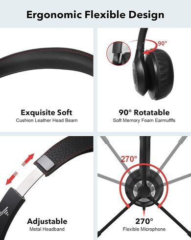USB Headset with Microphone for PC, On-Ear Computer Laptop Headphones with Noise Cancelling Microphone in-line Control for Home Office Online Class Skype Zoom (USB+3.5mm, Black) in Kuwait