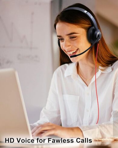 USB Headset with Microphone for PC, On-Ear Computer Laptop Headphones with Noise Cancelling Microphone in-line Control for Home Office Online Class Skype Zoom (USB+3.5mm, Black) in Kuwait