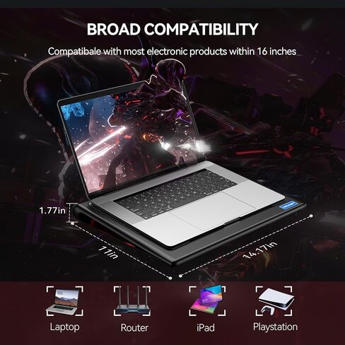 لوحة تبريد Tecknet المحمول ، 12 "-15.6" مبرد كمبيوتر محمول ، حامل تبريد كمبيوتر محمول للألعاب ، وسرعة الرياح قابلة للتعديل ، وسادة مروحة كمبيوتر محمول مدعوم من USB للكمبيوتر المحمول داخل 16 بوصة (أزرق) in Kuwait