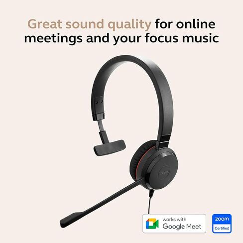 Jabra Evolve 30 II السلكية السلكية ذات الأذن المزدوجة مع MIC للعمل-مقبس 3.5 مم أو اتصال USB-A/USB-C ، سماعة الكمبيوتر مع ميكروفون إلغاء الضوضاء ، يعمل مع منصات الاجتماعات عبر الإنترنت-أسود in Saudi Arabia
