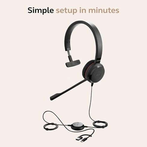 Jabra Evolve 30 II السلكية السلكية ذات الأذن المزدوجة مع MIC للعمل-مقبس 3.5 مم أو اتصال USB-A/USB-C ، سماعة الكمبيوتر مع ميكروفون إلغاء الضوضاء ، يعمل مع منصات الاجتماعات عبر الإنترنت-أسود in Saudi Arabia