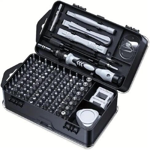 115-in-1 Precision Screwdriver Sets, Professional Repair Tool Kit with Flat Head & Multiple Bits for Electronics, Phone, Watch, Automotive Maintenance - Magnetic, Non-Slip Handle & Tweezers(Grey) in Saudi Arabia