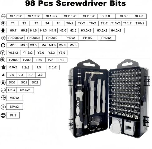 115-in-1 Precision Screwdriver Sets, Professional Repair Tool Kit with Flat Head & Multiple Bits for Electronics, Phone, Watch, Automotive Maintenance - Magnetic, Non-Slip Handle & Tweezers(Grey) in Saudi Arabia