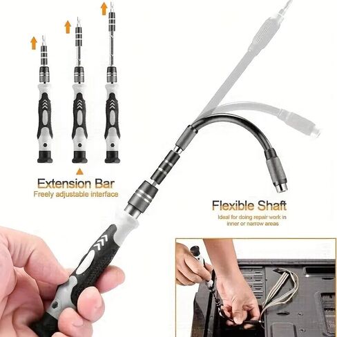 115-in-1 Precision Screwdriver Sets, Professional Repair Tool Kit with Flat Head & Multiple Bits for Electronics, Phone, Watch, Automotive Maintenance - Magnetic, Non-Slip Handle & Tweezers(Grey) in Saudi Arabia