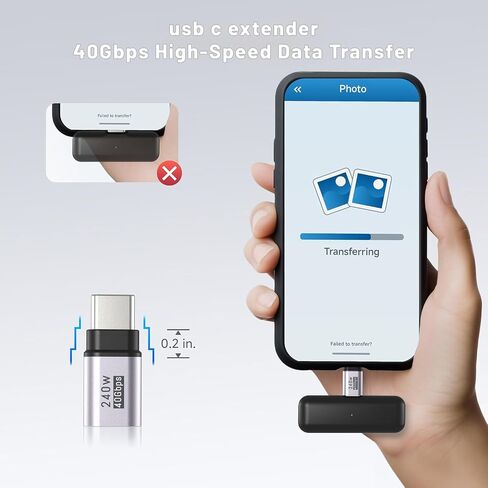 4PACK USB C Extender يدعم ما يصل إلى 40 جيجابت في الثانية من نقل البيانات وشحن سريع 240 واط ، و USBC إلى محول USBC ، امتداد USB C متوافق مع Thunderbolt 4/3 يدعم فيديو 4K@240Hz لأجهزة USB-C in Kuwait