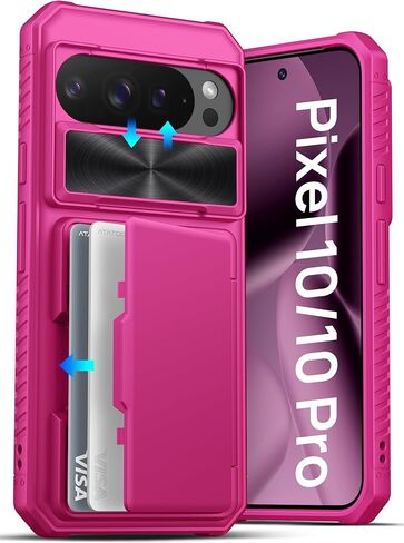 for Google Pixel 10/Pixel 10 Pro Case Wallet, Built-in Card Holder [RFID Blocking] & Slide Camera Cover, Military Grade Protection, Phone Case for Pixel 10/10 Pro 6.3" 2025, Black in Kuwait