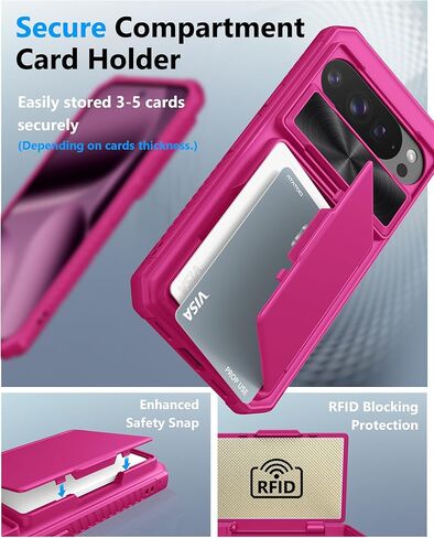 for Google Pixel 10/Pixel 10 Pro Case Wallet, Built-in Card Holder [RFID Blocking] & Slide Camera Cover, Military Grade Protection, Phone Case for Pixel 10/10 Pro 6.3" 2025, Black in Kuwait