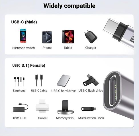 4PACK USB C Extender يدعم ما يصل إلى 40 جيجابت في الثانية من نقل البيانات وشحن سريع 240 واط ، و USBC إلى محول USBC ، امتداد USB C متوافق مع Thunderbolt 4/3 يدعم فيديو 4K@240Hz لأجهزة USB-C in Kuwait