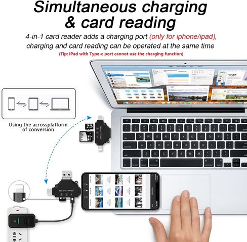 SD/Micro SD Card Reader for iPhone/ipad/Android/Mac/Computer/Camera,Portable Memory Card Reader 4 in 1 Micro SD Card Adapter&Trail Camera Viewer Compatible for TF and SD Card in Saudi Arabia