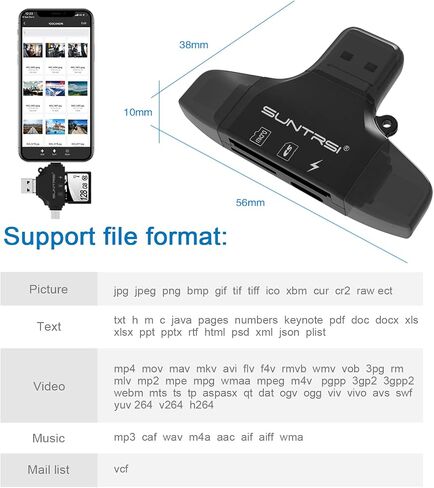 SD/Micro SD Card Reader for iPhone/ipad/Android/Mac/Computer/Camera,Portable Memory Card Reader 4 in 1 Micro SD Card Adapter&Trail Camera Viewer Compatible for TF and SD Card in Saudi Arabia