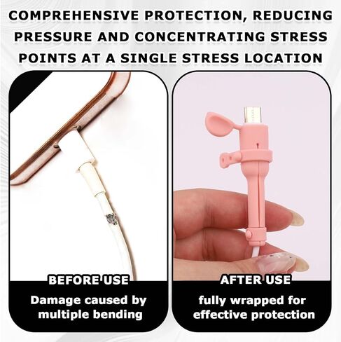 6 Pairs Silicone Charger Cable Protectors - Universal 3-in-1 Non-Slip Cord Saver, Double-End Silicone Data Cable Protection Cover Cord Organizer, Charger Cables Protector for Home Wrap Accessories in Saudi Arabia