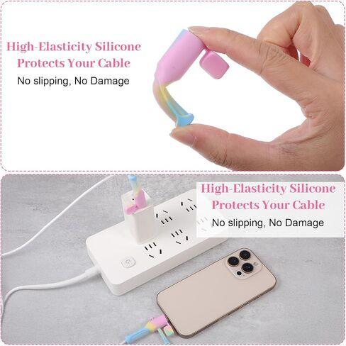 Charger Cable Protector 12pcs Non-Slip Cord Savers Silicone Charger Cable Protector Cover 3-in-1 Chargers Accessories Colorful Cables Organizer Wrap for Type-C Cell Phone Earphone Laptop Home Gift in Saudi Arabia