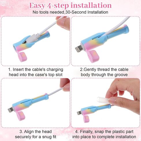 Charger Cable Protector 12pcs Non-Slip Cord Savers Silicone Charger Cable Protector Cover 3-in-1 Chargers Accessories Colorful Cables Organizer Wrap for Type-C Cell Phone Earphone Laptop Home Gift in Saudi Arabia