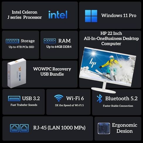 HP 2025 NEW 22 بوصة الكمبيوتر المكتبي COMPUTER • 20 جيجابايت من ذاكرة الوصول العشوائي in Kuwait