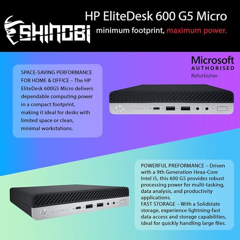 HP EliteDesk 600 G5 Mini PC | Intel Core i5-9500T | 16GB RAM | 512GB NVMe | Built in AX210 Wi-Fi BT | Windows 11 Pro | Mini Desktop Computer (Renewed) (16GB RAM + 512GB NVMe) in Saudi Arabia
