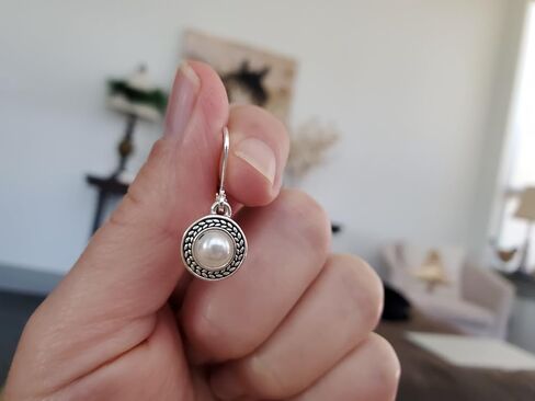 Handmade Swarovski Crystal Leverback Earrings For Women, Silver Stainless Steel Dangle Earrings with Charm Pierced Lightweight Dangling Bohemian Teen Girls Small Hoop Earrings in Kuwait
