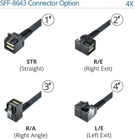 10Gtek SFF-8643 to SFF-8643 12G Internal Mini SAS HD Cable, with Sideband, for NVMe Backplane/RAID Card, Hot-Swap & SATA Compatibility, 100-Ohm, 0.5-m(1.6ft), 2 Pack in Saudi Arabia