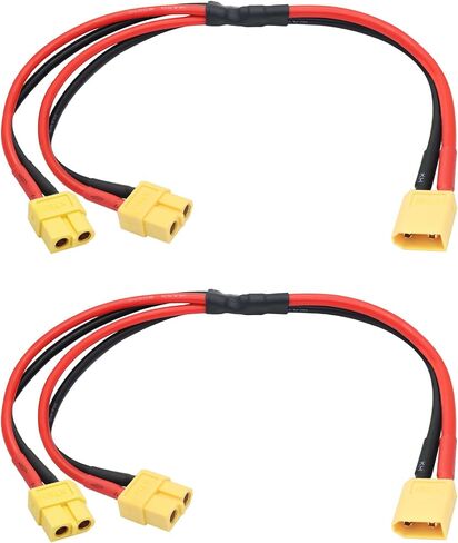 2Pcs XT60 Parallel Battery Connector Cable 1FT, 12AWG 1 Female to 2 Male Y Splitter Adapter Cable, for RC Multicopter Quadcopter in Saudi Arabia