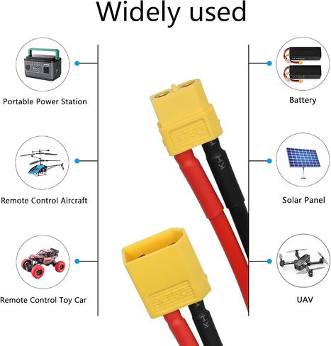 2Pcs XT60 Parallel Battery Connector Cable 1FT, 12AWG 1 Female to 2 Male Y Splitter Adapter Cable, for RC Multicopter Quadcopter in Saudi Arabia