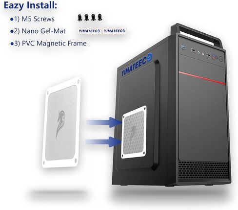 مرشح الغبار PC 140mm لمبرد الكمبيوتر/PSU/أجهزة التوجيه NYLON 80 شبكة ، إطار مغناطيسي مروحة مروحة شبكات مرشح PC Cooler Comproof Comproof Compans (نايلون ، 140 * 140 مم ، 2pcs ، أسود) in Kuwait