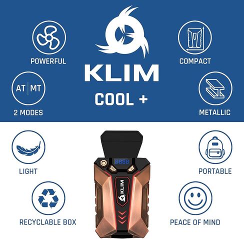 KLIM Cool Laptop Cooler with Vacuum Fan - New Version 2024 - Gaming Laptop Fan with Display - Temperature Detection + Automatic/Manual Mode - Portable - Compatible with Laptop Cooling Pads - Blue in Saudi Arabia