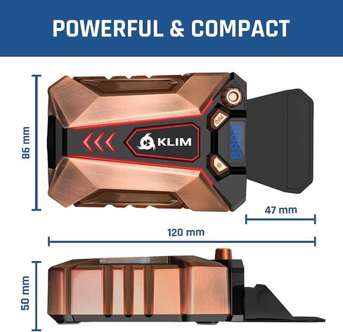KLIM Cool Laptop Cooler with Vacuum Fan - New Version 2024 - Gaming Laptop Fan with Display - Temperature Detection + Automatic/Manual Mode - Portable - Compatible with Laptop Cooling Pads - Blue in Saudi Arabia
