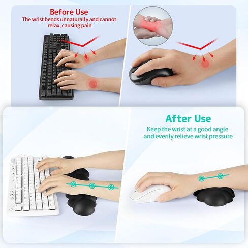 Cloud Wrist Rest Keyboard, Cloud Keyboard Wrist Pad Set with PU Leather Memory Foam, Cute Arm Rest for Palm Support, PC/Gaming Desk Accessories/Office Setup/Computer Hand Cushion - White in Kuwait