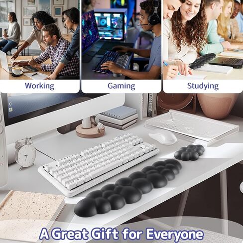 Cloud Wrist Rest Keyboard, Cloud Keyboard Wrist Pad Set with PU Leather Memory Foam, Cute Arm Rest for Palm Support, PC/Gaming Desk Accessories/Office Setup/Computer Hand Cushion - White in Kuwait