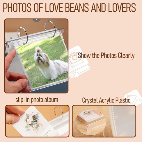 5" Acrylic Photo Album Transparent Vertical Flip Album Small Family Table Flip Album 68 Pictures with Frame Desktop Display Stand in Saudi Arabia