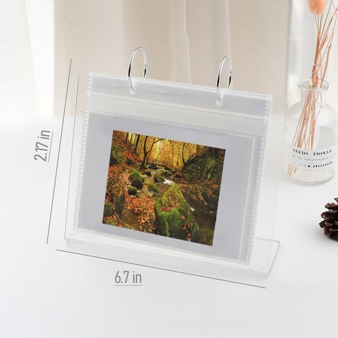 5" Acrylic Photo Album Transparent Vertical Flip Album Small Family Table Flip Album 68 Pictures with Frame Desktop Display Stand in Saudi Arabia