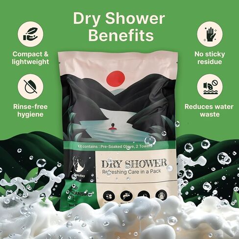 Personal Rinse Free Bath Sponge Kits (Pre-Soaked Shower Glove & 2 XL Towels) -3-Pack - Body Wash for Camping - Rinse-Free Bath Sponges - Water is Not Included in Saudi Arabia