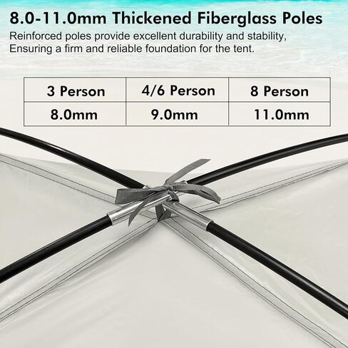 Whitefang Beach Tent Anti-UV Sun Sun Shower Shelter لمدة 3/4/6/8 شخص ، أرضية قابلة للتمديد مع 3 نوافذ شبكية بالإضافة إلى أكياس حمل وخطوط الرجل in Kuwait