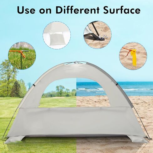 Whitefang Beach Tent Anti-UV Sun Sun Shower Shelter لمدة 3/4/6/8 شخص ، أرضية قابلة للتمديد مع 3 نوافذ شبكية بالإضافة إلى أكياس حمل وخطوط الرجل in Kuwait
