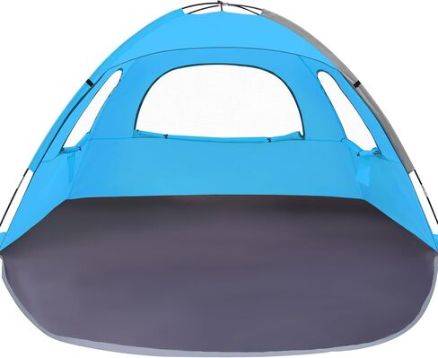 Whitefang Beach Tent Anti-UV Sun Sun Shower Shelter لمدة 3/4/6/8 شخص ، أرضية قابلة للتمديد مع 3 نوافذ شبكية بالإضافة إلى أكياس حمل وخطوط الرجل in Kuwait